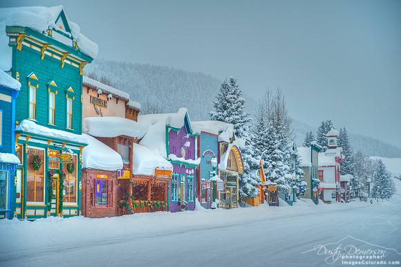crested butte winter downtown shops at daybreak