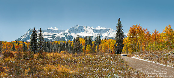 East Beckwith Mountain fall early snow panorama